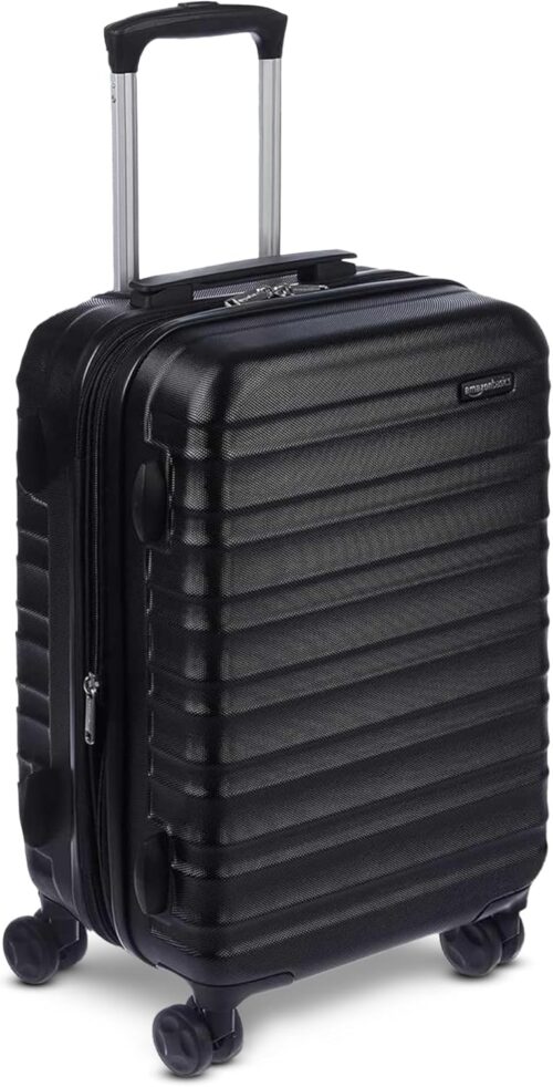 Amazon Basics 21-Inch Hardside Carry-On Luggage, Hardshell Suitcase With Wheels, Expandable For Up to 25% More Space, With Scratch-Resistant Surface, Four Multi-directional Wheels, Black
