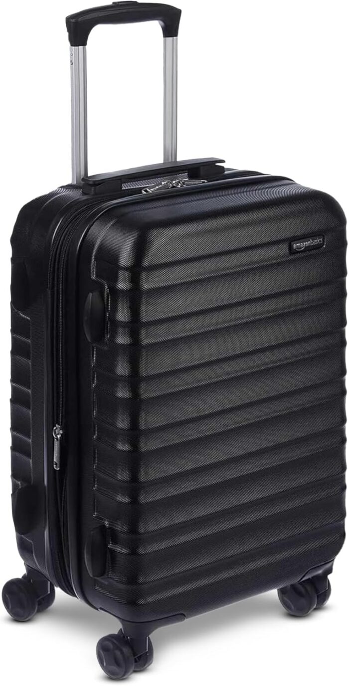 Amazon Basics 21-Inch Hardside Carry-On Luggage, Hardshell Suitcase With Wheels, Expandable For Up to 25% More Space, With Scratch-Resistant Surface, Four Multi-directional Wheels, Black