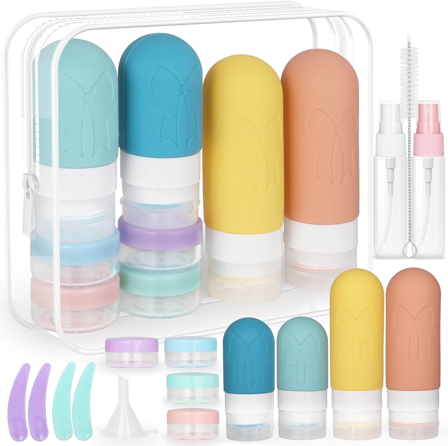 GeeRic Travel Bottles Set 16-Pack, TSA Approved Toiletry Bottles with Silicone Containers, Spray Bottles, Funnel, Bag for Shampoo, Lotion, and Travel Essentials Yellow - Image 8
