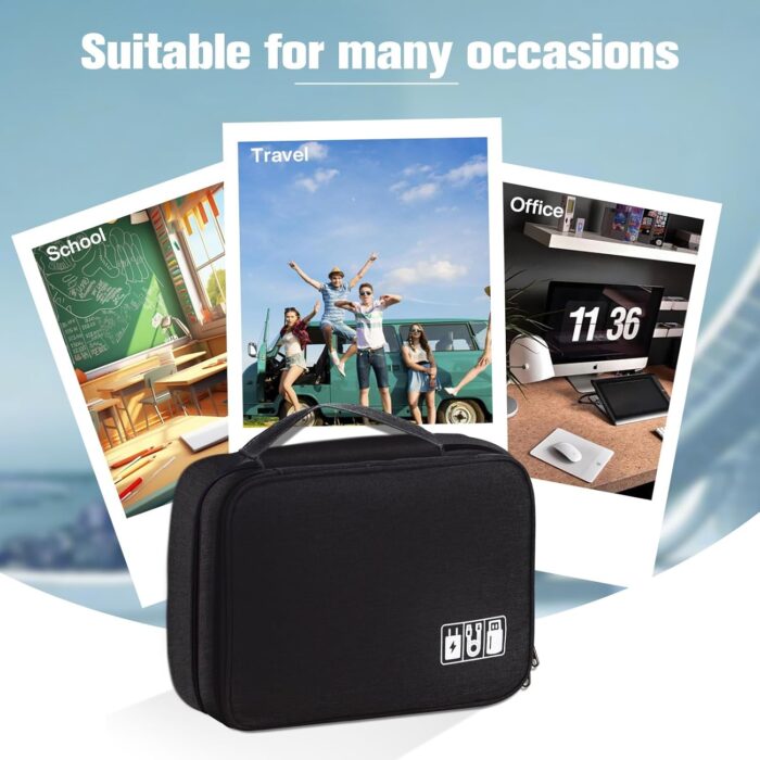 Spardar Cable Organizer, Electronic Organizer Case Universal Travel Bag Electronics Accessories Cases for Cables, Chargers, Headphones, Mouse, Power Bank, SD Card (Black) - Image 6