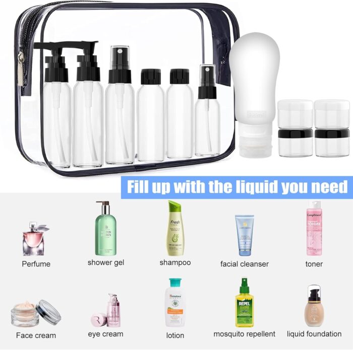 18 Pack Travel Bottles for Toiletries, THE AYJOEQI Travel Size Containers Leak Proof Silicone Refillable Liquid Travel Accessories for Shampoo Conditioner Lotion Body Wash - Image 5