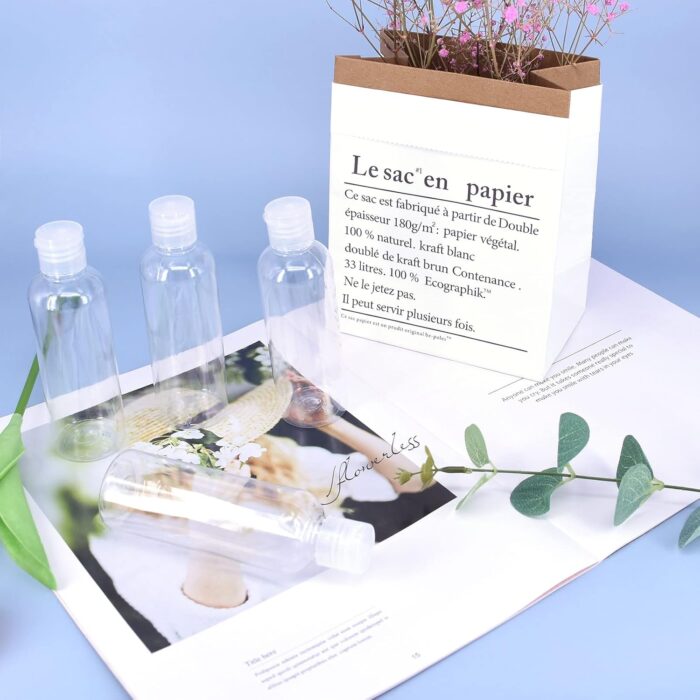 4Pcs Clear Plastic Travel Bottles 100ml Travel Bottles Set for Toiletries Leak Proof Cosmetic Travel Container Refillable Travel Size Bottle Empty Squeeze Bottles for Shampoo Lotion Liquid Conditioner - Image 4