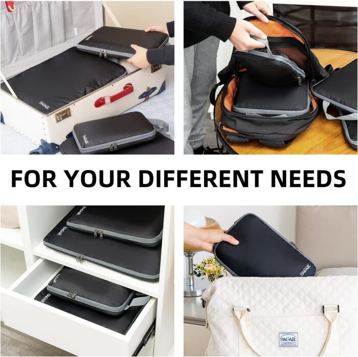 BAGAIL 4 Set Compression Packing Cubes Travel Expandable Packing Organizers(Black,4 Set） - Image 7