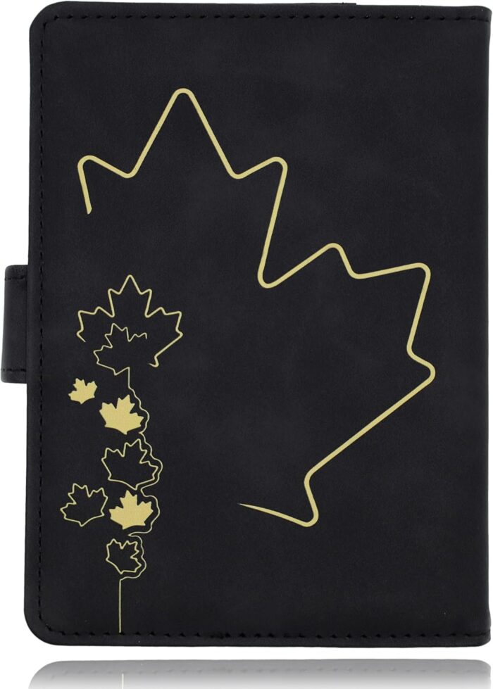 Axwar RFID Blocking Passport Holder - Travel Passport Cover - PU Leather Passport Wallet Passport Travel Organizer, Charcoal Black - Image 2
