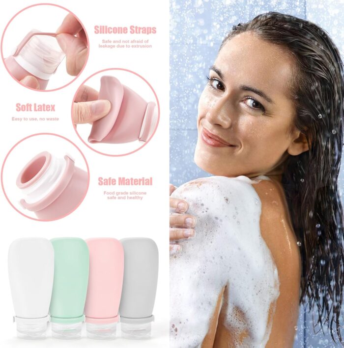 18 Pcs Travel Bottles for Toiletries Gym TSA Approved, Leak Proof with Bandage Silicone Squeezable 3oz for Toner Shampoo Conditioner Lotion Body Wash with Funnel Toothbrush Cover Tag and Wash Bag - Image 7