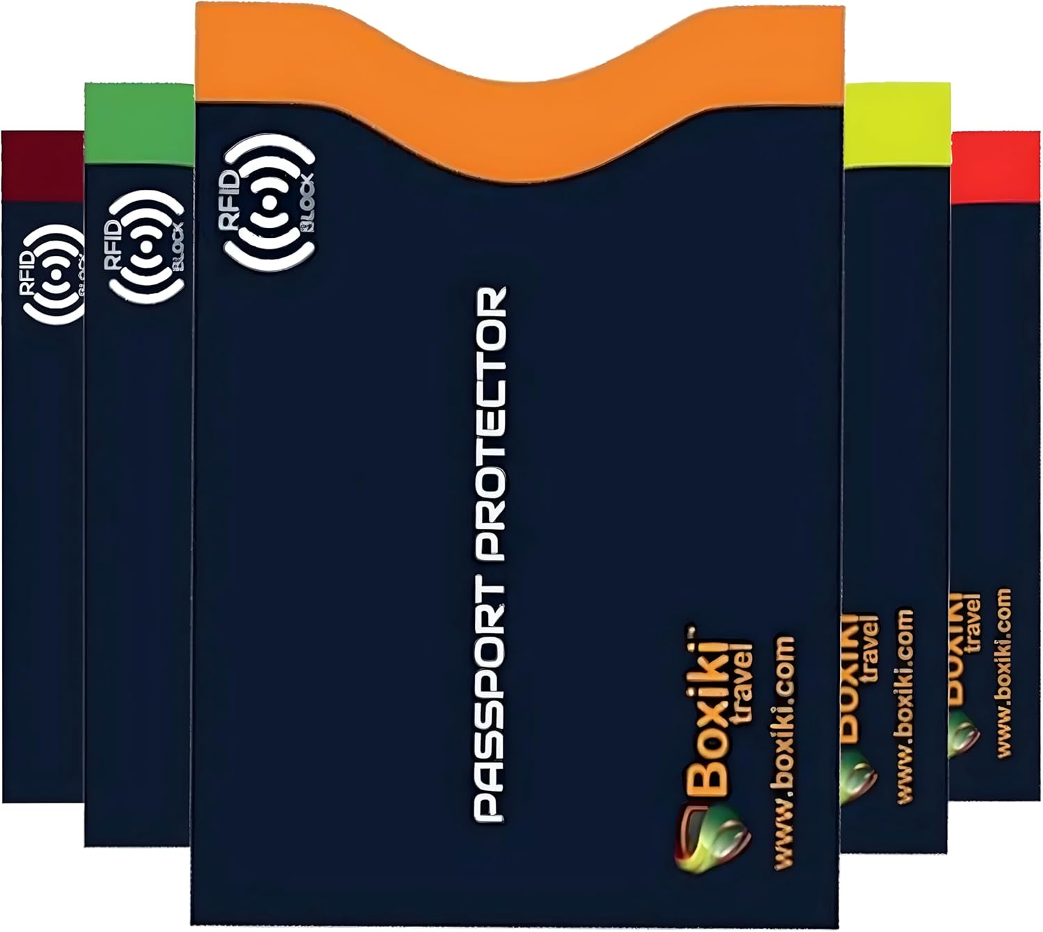 RFID Blocking Passport Sleeves, Set with Color Coding. Identity Theft Prevention RFID Blocking Envelopes (Set of 5 Passport Holders), Navy Blue, Passport - 5 Pcs