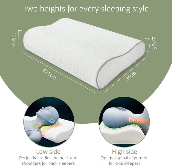 Cervical Neck Pain Relief Memory Foam Pillow | Sleeping Support Ergonomic Orthopedic Side Sleeper Pillow for Shoulder Pain | Oreiller Mousse Memoire Orthopédique (Original Wave Design) - Image 5