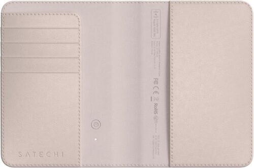 Satechi Passport Holder for Travel with Find My, Passport Cover with 4 Card Holder, Wireless Charging, and RFID Protection – Travel Essential Vegan Leather Passport Holder – Desert Rose