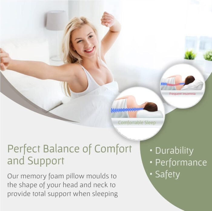 Cervical Neck Pain Relief Memory Foam Pillow | Sleeping Support Ergonomic Orthopedic Side Sleeper Pillow for Shoulder Pain | Oreiller Mousse Memoire Orthopédique (Original Wave Design) - Image 6