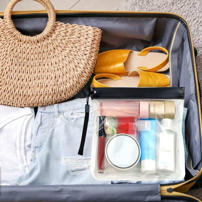3PCS Clear Travel Toiletry Bags 20*20cm Clear Bags Tsa Approved Liquid Bags Leak Proof Travel Bag Carry On Airport Airline Compliant Bag Portable Travel Fluid Bags Airport Security Travel Liquid Bag - Image 5