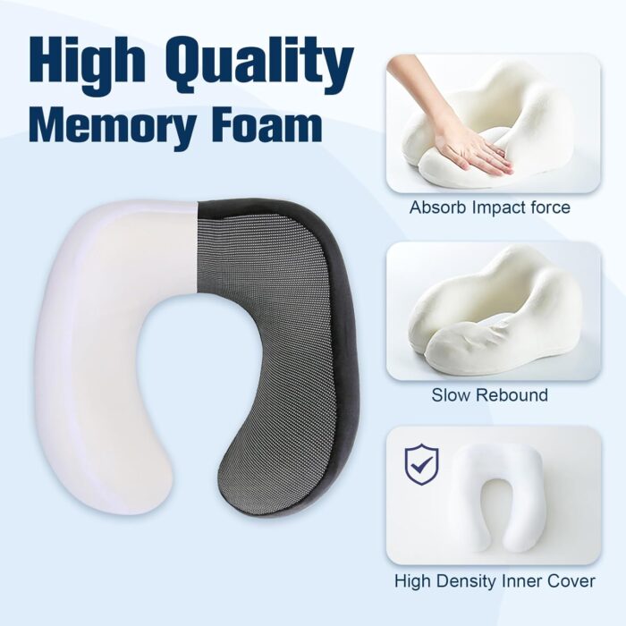 Cirorld Neck Pillow for Traveling, Travel Pillows for Airplanes,100% Pure Memory Foam Travel Neck Pillow, Adjustable Flight Pillow, Portable Plane Accessories with Eye Mask, Earplugs, Carry Bag - Image 5
