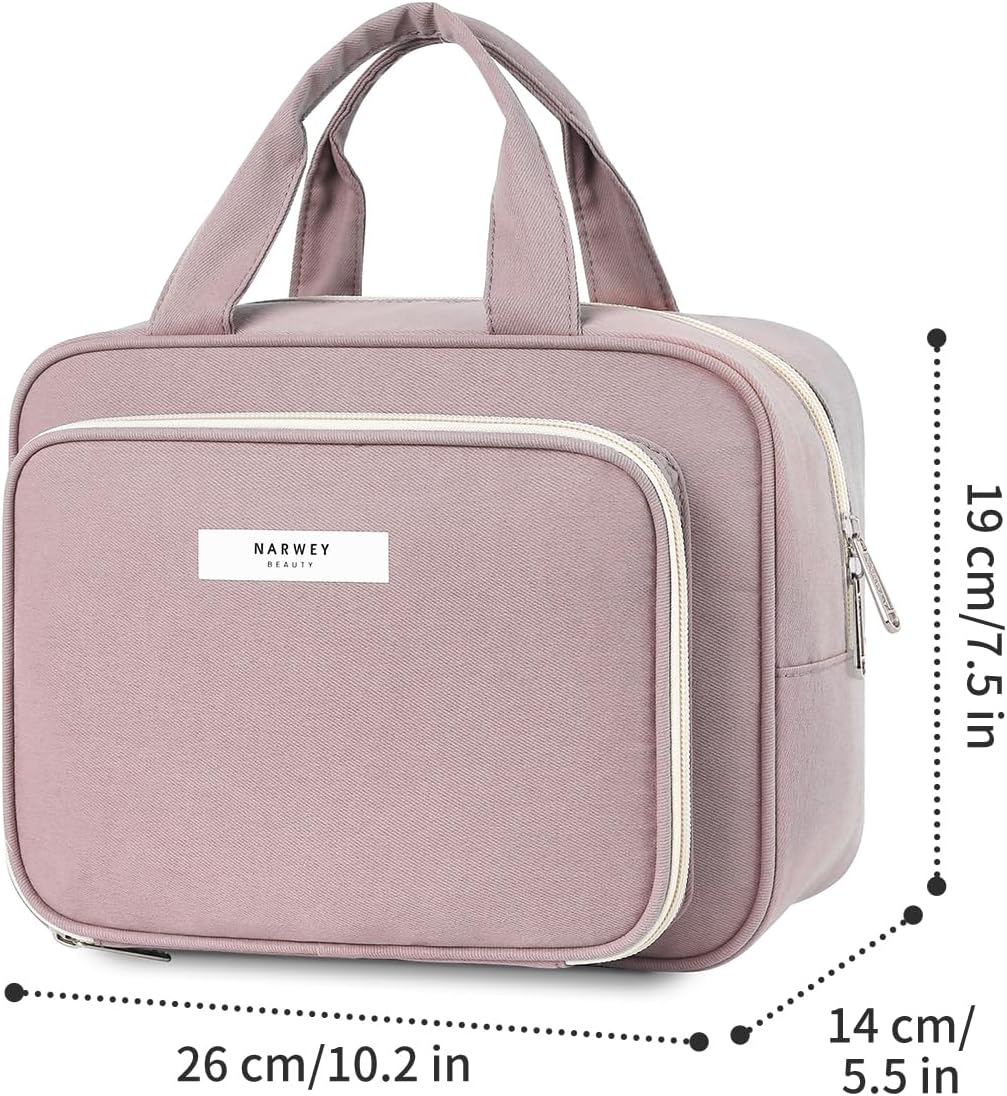 Narwey Full Size Toiletry Bag Women Travel Toiletries Bag Make Up Bag Large Cosmetic Makeup Organizer Bag for Travel Accessories Essentials (Dusty Rose) - Image 8