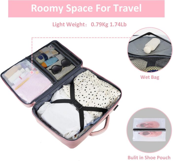 Travel Backpack for Women, Carry On Backpack with USB Charging Port & Shoe Pouch, TSA 15.6inch Laptop Backpack Flight Approved, College Nurse Bag Casual Daypack for Weekender Business Hiking, Pink - Image 4