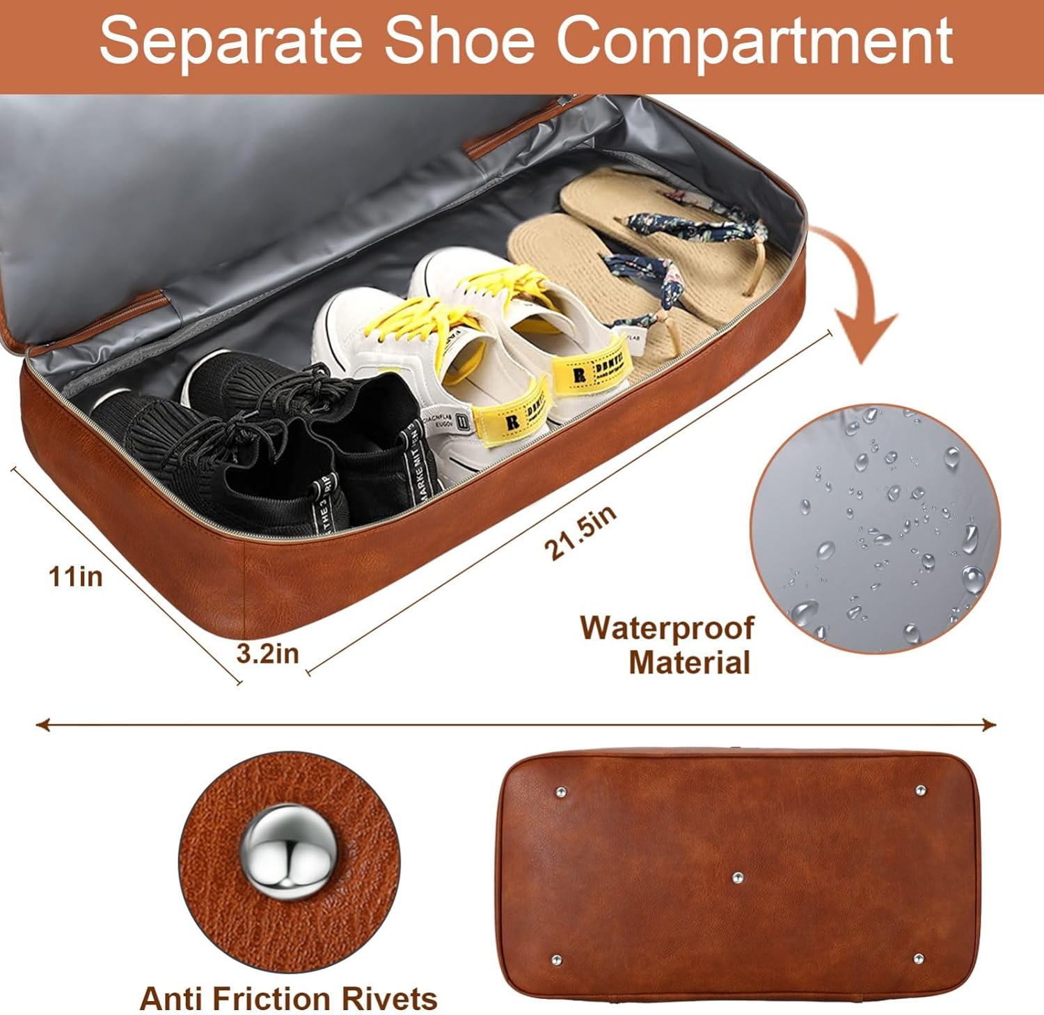 Weekender Bag for Women Travel Duffel Bag Carry On Overnight Bag with Shoe Compartment Large Duffle Tote Bag for Travel - Image 3