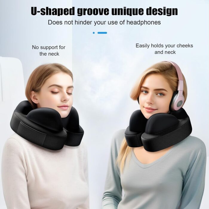 JINXIA Travel Pillow for Neck,Travel Neck Pillow Memory Foam for Plane Cars Trains Office,Breathable Fabric&Lightweight for Neck Perfect Support Pillow with Carry Bag,Earplugs-Black - Image 7