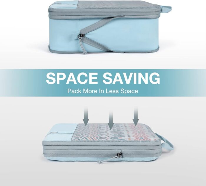 BAGSMART 6 Set Compression Packing Cubes, Lightweight Vacation Travel Essentials for Women, Travel Accessories for Suitcase Organizer Bags Set, Durable Luggage Organizer Travel Bags - Image 2