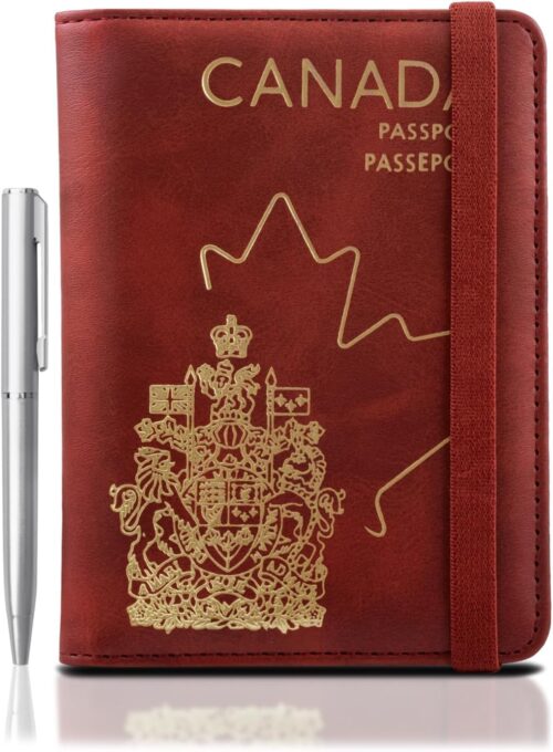 WALNEW Passport Holder with RFID Blocking, Premium PU Leather Travel Passport Wallet Organizer and Cover, Travel Essentials for Flying (Red)