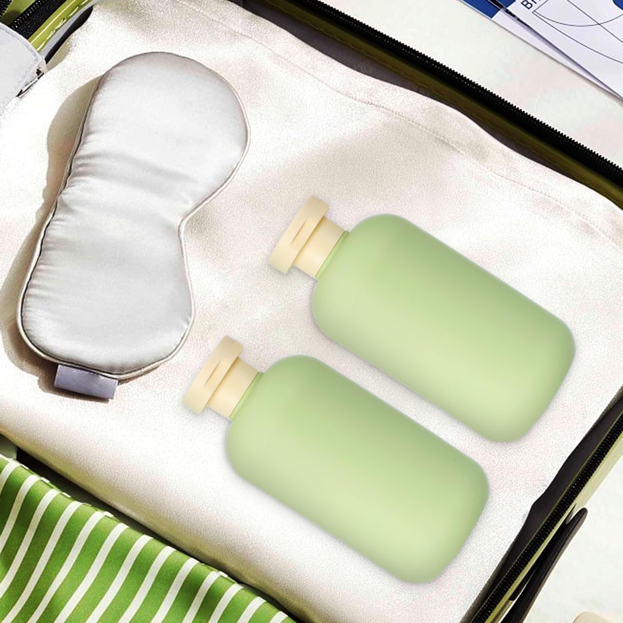 Kichvoe 300ML Refillable Shampoo Conditioner Bottle Squeeze Bottles with Flip Cap Green Shower Bottles Plastic Travel Bottles for Lotion-3PCS - Image 9