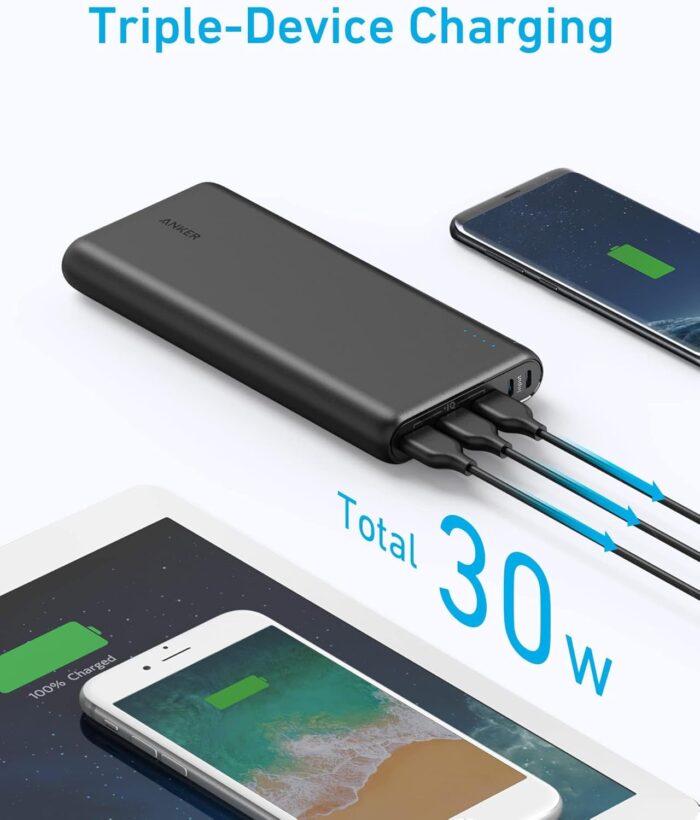 Anker Power Bank, 26,800 mAh External Battery with Dual Input Port and Double-Speed Recharging, 3 USB Ports for iPhone 15/15 Plus/15 Pro/15 Pro Max, iPad, Samsung, Android and Other Devices - Image 3