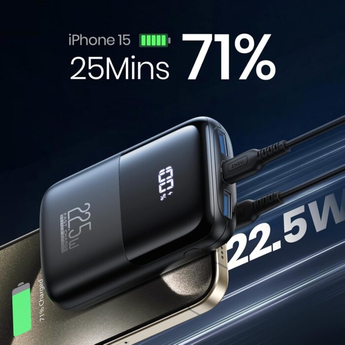 INIU Power Bank, Smallest 22.5W 10000mAh Portable Charger, USB C in&Out Fast Charging 3-Output Mini Battery Pack Charger with Phone Holder for iPhone 17 16 15 14 Samsung S24 S23 AirPods iPad etc - Image 9
