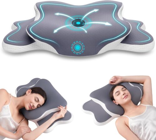 Delyoly Neck Pillow Memory Foam Pillow, 2 in 1 Cervical Pillow for Neck Pain Relief, Ergonomic Neck Support Pillows for Side Back Stomach Sleepers with Comfortable and Breathable Pillowcase