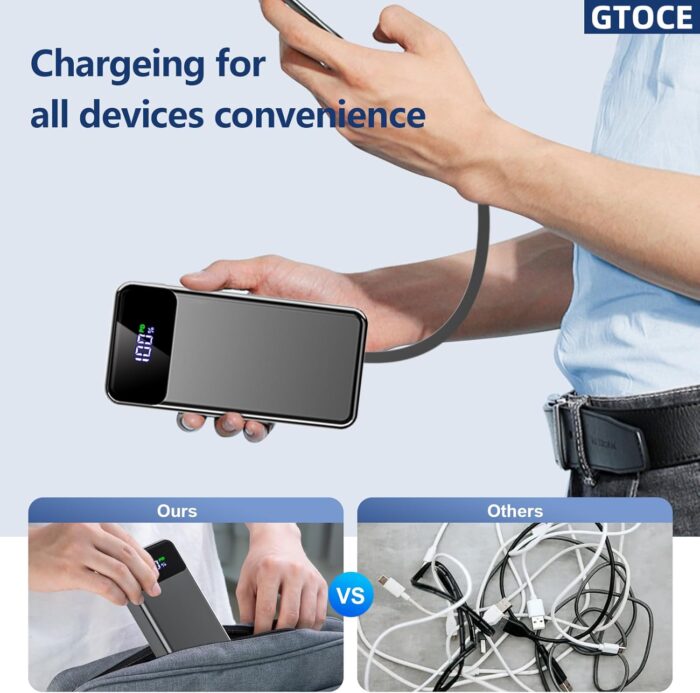 GTOCE Portable Charger,40000mAh Power Bank with 22.5W Fast Charging LED Digital Display Battery Pack with 6 Outputs 2 Inputs, Type C Powerbank Portable Charger for iPhone 16 pro Samsung AirPods,Black - Image 6