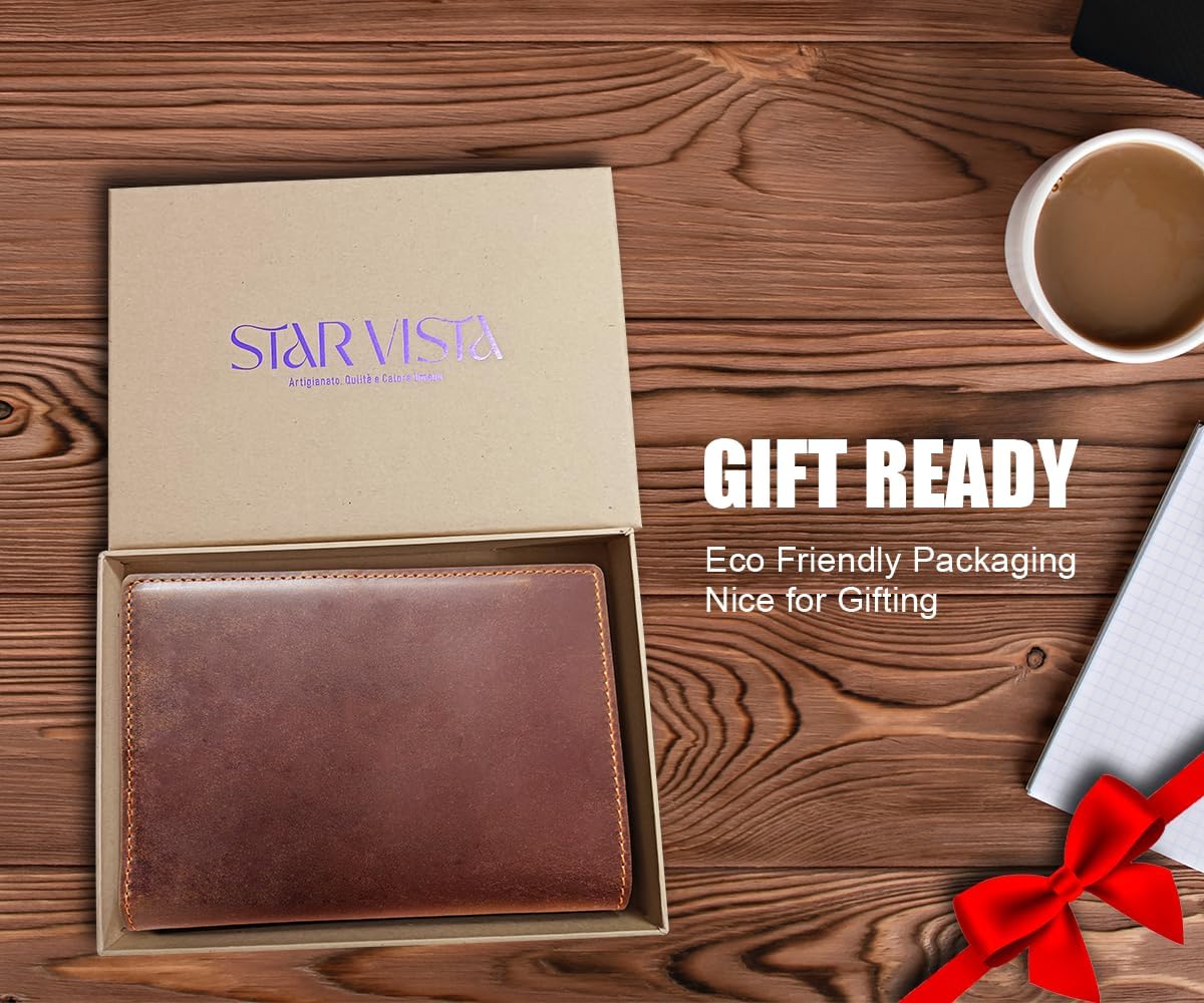 STAR VISTA Phoenix Leather Passport Holder, Full Grain Leather Travel Wallet - Slim, Bifold, RFID Blocking, ID Window, Coin Pocket, Card Slots, SIM Slots (Brown with AirTag Slot) - Image 6