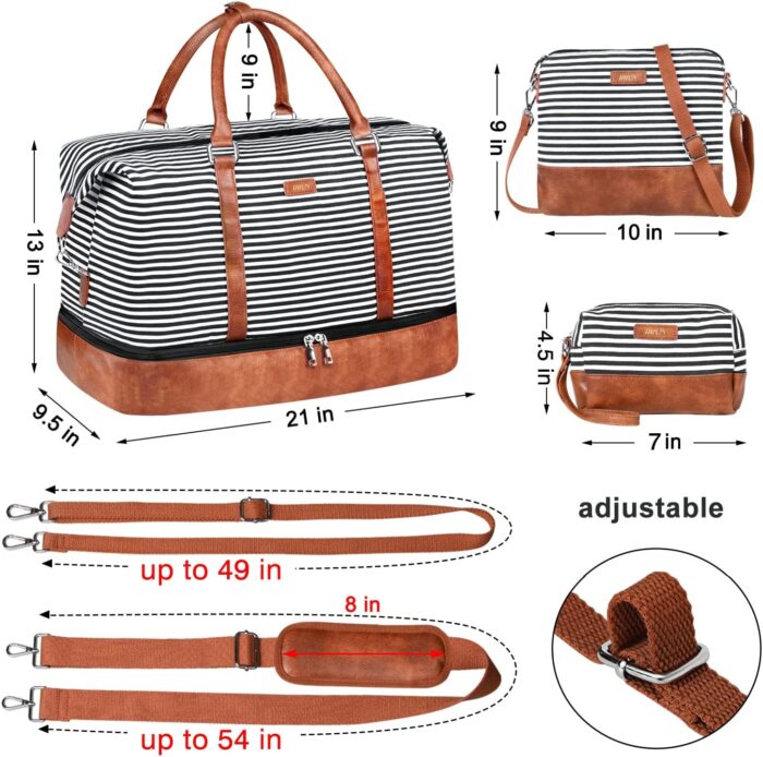 Weekender Bag for Women, 21" Womens Overnight Bag Travel Duffel Bag Set with Shoe Compartment Carry On Bag Fit 21.5" Laptop, Perfect for Travel Business - Image 6