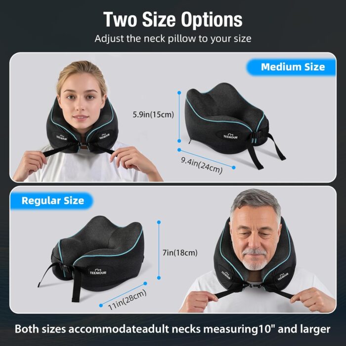 Travel Pillow, Neck Pillow Travel for Airplane- Super Soft Cover & Memory Foam Travel Neck Support Pillow, Ideal for Car/Train/Camping with Carry Bag, Airplane Travel Essentials-Black - Image 4