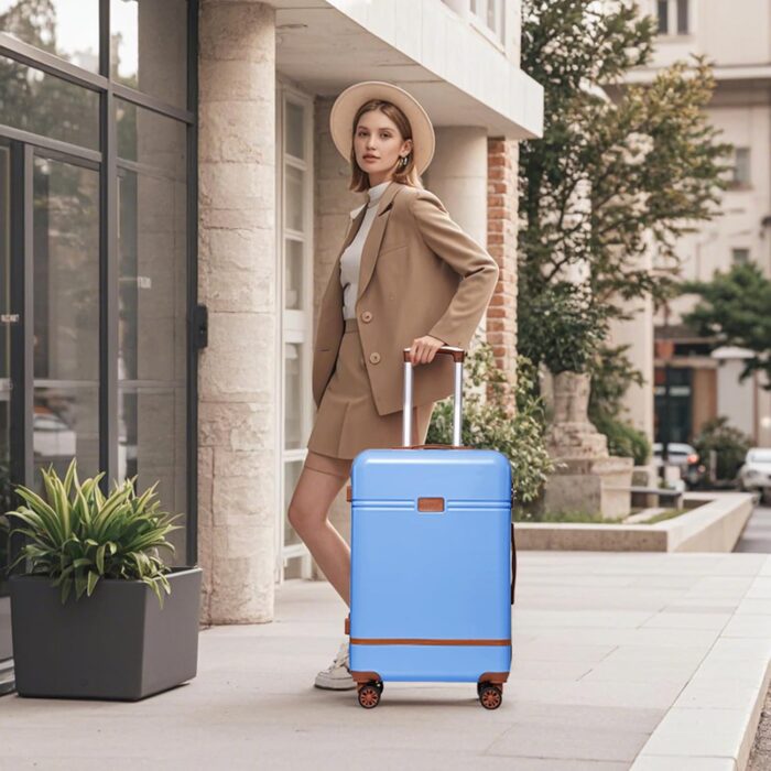 Krute Luggage PC+ABS Hardshell Suitcase with Wheels TSA Lock Lightweight Checked Luggage 28 Inch (LightBlue) - Image 5