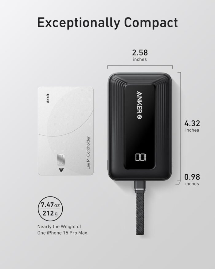 Anker Portable Charger, 10,000mAh 30W Power Bank, USB-C in and Out Fast Charging Battery Pack, Travel Essential Phone Power Bank, for iPhone 17/16/15/14/13/12, iPad, MacBook, Galaxy, Google, and More - Image 6