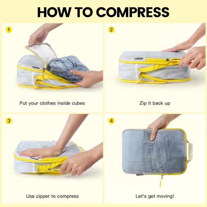 PFEYRPK Premium Compression Packing Cubes with See Through Mesh for Suitcases, Expandable Travel Packing Organizers with Shoe Bag, Backpack Bag and Cable Bag 7 Set. - Image 4