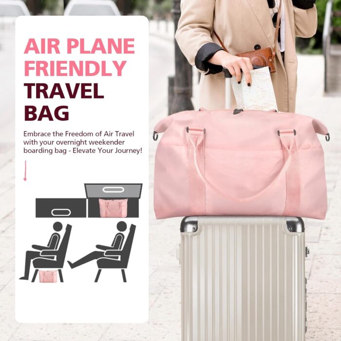 EASYFUN Travel Duffle Bag, Waterproof Weekender Carry On Tote Bags for Women, Men, Hospital Bag, Overnight Bag Luggage with Trolley Sleeve - Image 2