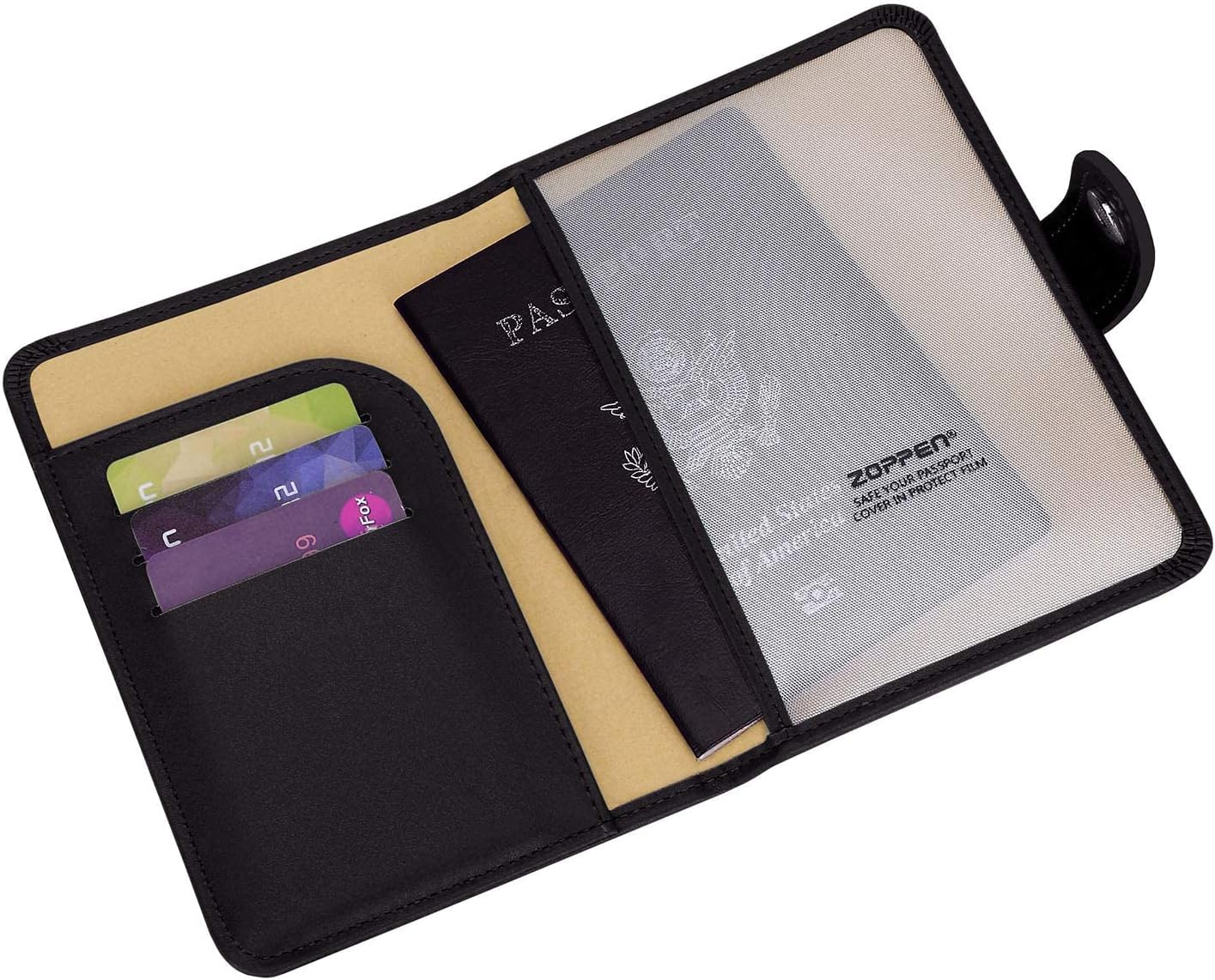 Zoppen RFID Blocking Travel Passport Holder Cadanian Passport Cover Slim Id Card Case (#1 Black) - Image 3
