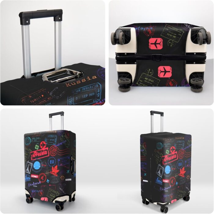 BBKON Luggage Covers Suitcase Cover Protector, Travel Luggage Protective Cover Suitcase Cover Washable Elastic Dustproof Travelling Accessories (World Travel, S(18-21inch Suitcase)) - Image 5