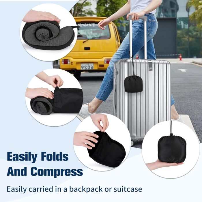 Cirorld Neck Pillow for Traveling, Travel Pillows for Airplanes,100% Pure Memory Foam Travel Neck Pillow, Adjustable Flight Pillow, Portable Plane Accessories with Eye Mask, Earplugs, Carry Bag - Image 8