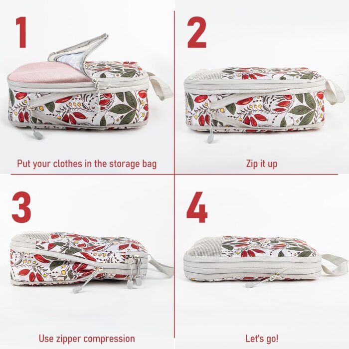 Compression Packing Cubes 5 Set Travel Luggage Packing Organizer Bag Expandable Travel Organizer Cubes for Carry On Luggage Suitcase Compressible Travel Essentials Accessories for Women Men - Image 2