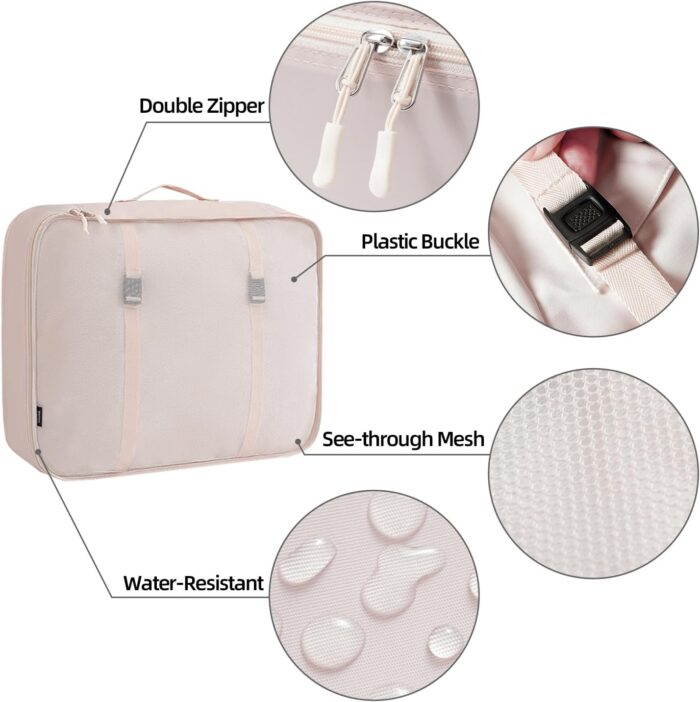 BAGAIL 10 Set Packing Cubes Various Sizes Packing Organizer for Travel Accessories Luggage Carry On Suitcase-Cream - Image 5
