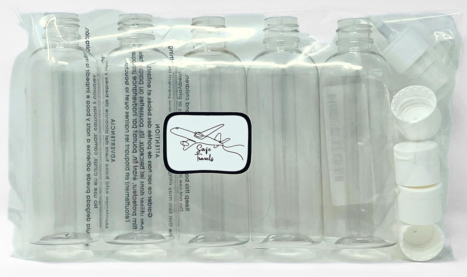 5-PACK Clear Plastic Travel Bottles, 100ml Set for Toiletries, Leak Proof Cosmetic Travel Container, Refillable Travel Sized Bottles, Empty Squeeze Bottles for Shampoo, Conditioner, Lotion, Liquids - Image 4