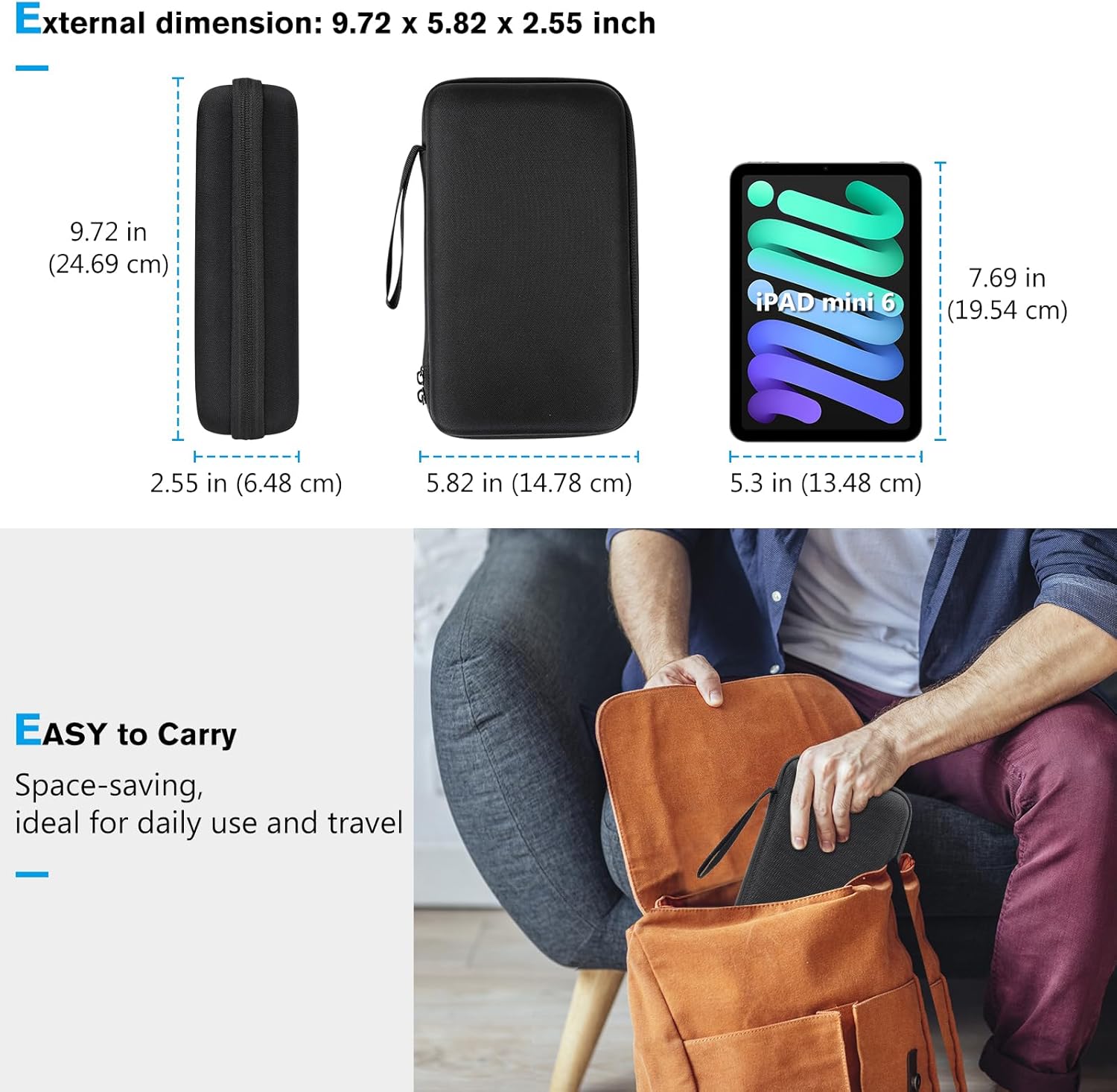 ProCase Hard Travel Tech Organizer Case Bag for Electronics Accessories Charger Cord Portable External Hard Drive USB Cables Power Bank SD Memory Cards Earphone Flash Drive - Image 2