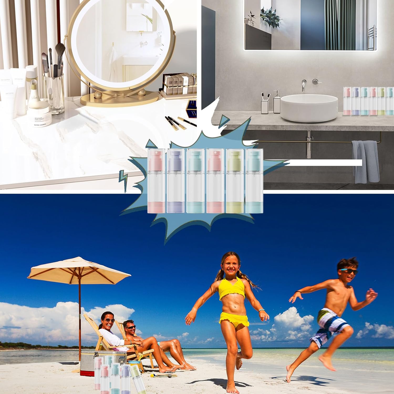 MHWL Travel Bottles and Travel Essentials Kit - 6 x 30ml Airless Pump Jars for Travel Size Toiletries, TSA Approved Leakproof Travel Containers, Ideal for Hand Sanitizer - Image 7