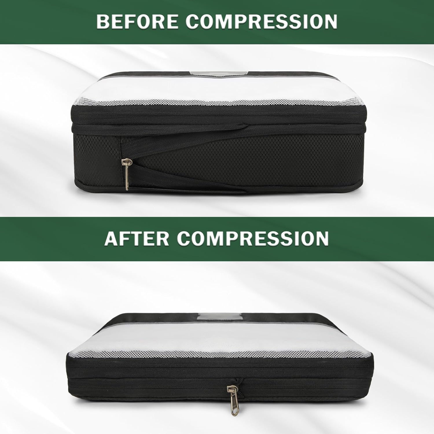 SDYSM Compression Packing Cubes 6 Set Waterproof Travel Luggage Organizer Large Travel Cubes for Packing Clothes Compressible Packing Cube Suitcase Organizer Bags with Shoe Bag, Laundry Bag Black - Image 8