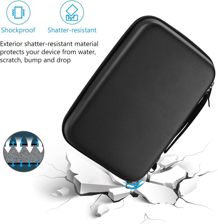 ProCase Hard Travel Electronic Organizer Case for MacBook Power Adapter Chargers Cables Power Bank Apple Magic Mouse Apple Pencil USB Flash Disk SD Card Small Portable Accessories Bag -L, Black - Image 5