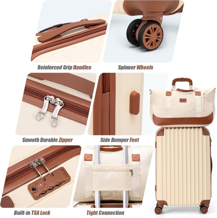 Cosbarn Luggage Sets 5 Piece Suitcases with Wheels, Suitcase Set ABS Hard Case Luggage with TSA Lock Spinner Wheels Durable Travel Luggage - Image 3