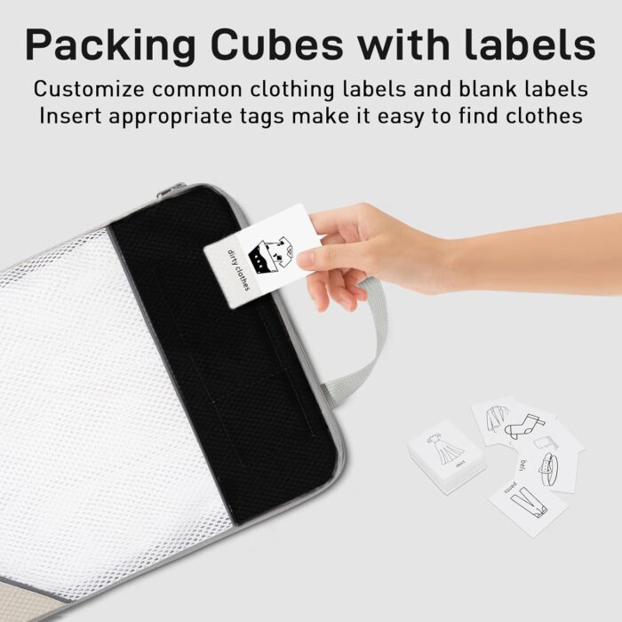 Compression Packing Cubes for Travel, 6 Set Lightweight Compressible Travel Packing Cubes for Carry on Luggage Suitcases, Customizable Label Slots Design Travel Essentials Accessories - Image 3
