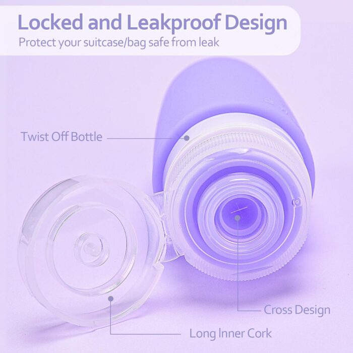 XMOSNZ 3oz Travel Bottles for Toiletries - TSA Approved, Leak Proof, Silicone Squeezable Containers for Gym, Business, Personal Essentials (BPA Free) - Image 4