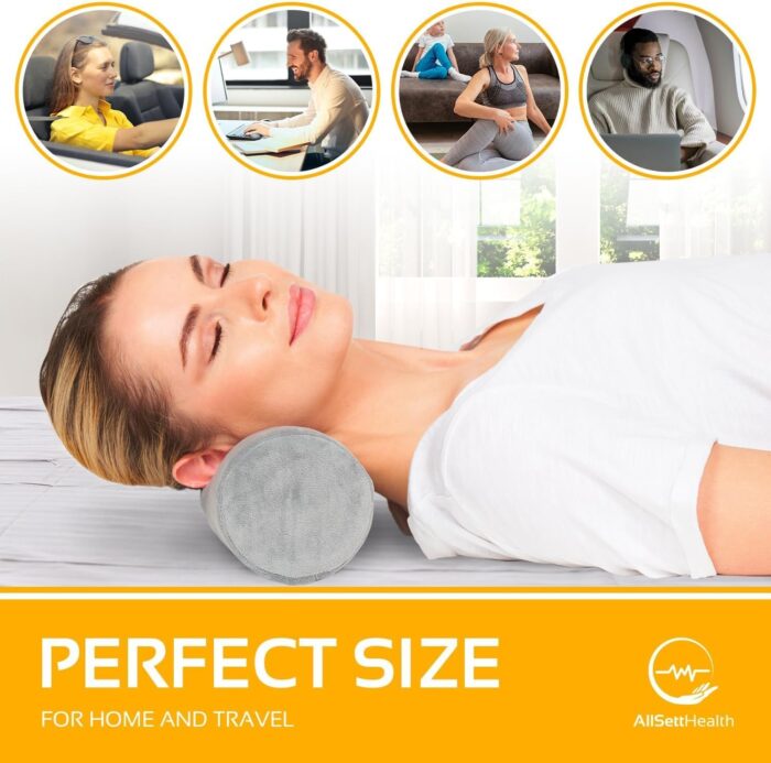 AllSett Health Cervical Neck Roll Memory Foam Pillow, Bolster Pillow, Round Neck Pillows Support for Sleeping | Bolster Pillow for Bed, Legs, Back and Yoga - Image 5