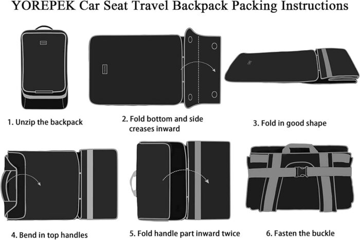 YOREPEK Car Seat Travel Bag, Padded Car Seats Backpack, Large Carseat Carrier Bag, Airport Gate Check Bag, Infant Seat Travel Bag with Padded Shoulder Strap, Travel Car Seat Cover, Black - Image 7