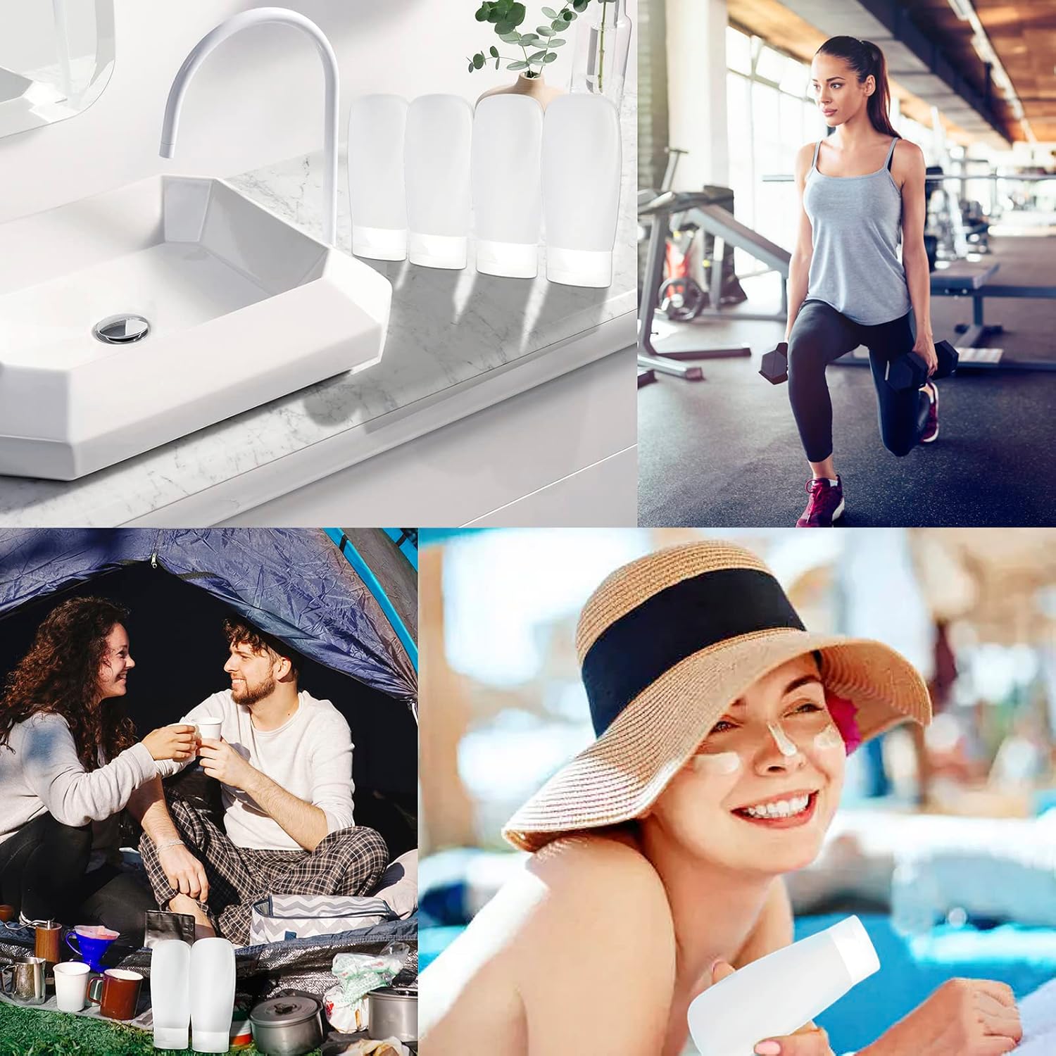 TSA Approved Travel Bottles Set for Toiletries Travel Size Containers Kit 4 Pack Portable Leak Proof Refillable Squeeze Cosmetic Airplane Essential Shampoo Hair Conditioner Body Lotion Bath Shower Gel - Image 6