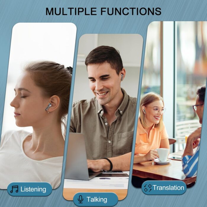 AI Translation Earbuds Real-Time, 3-in-1 Bluetooth 5.4 Translator Earbuds with 164 Languages, 7 Translation Modes, 49H Headphones Translator HD Sound with ENC Mics for Travel/Business/Learning, Black - Image 3